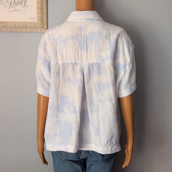 Joe Fresh Cotton Light Blue & White Button Down Boxy Top SZ XL - Picture 8 of 13